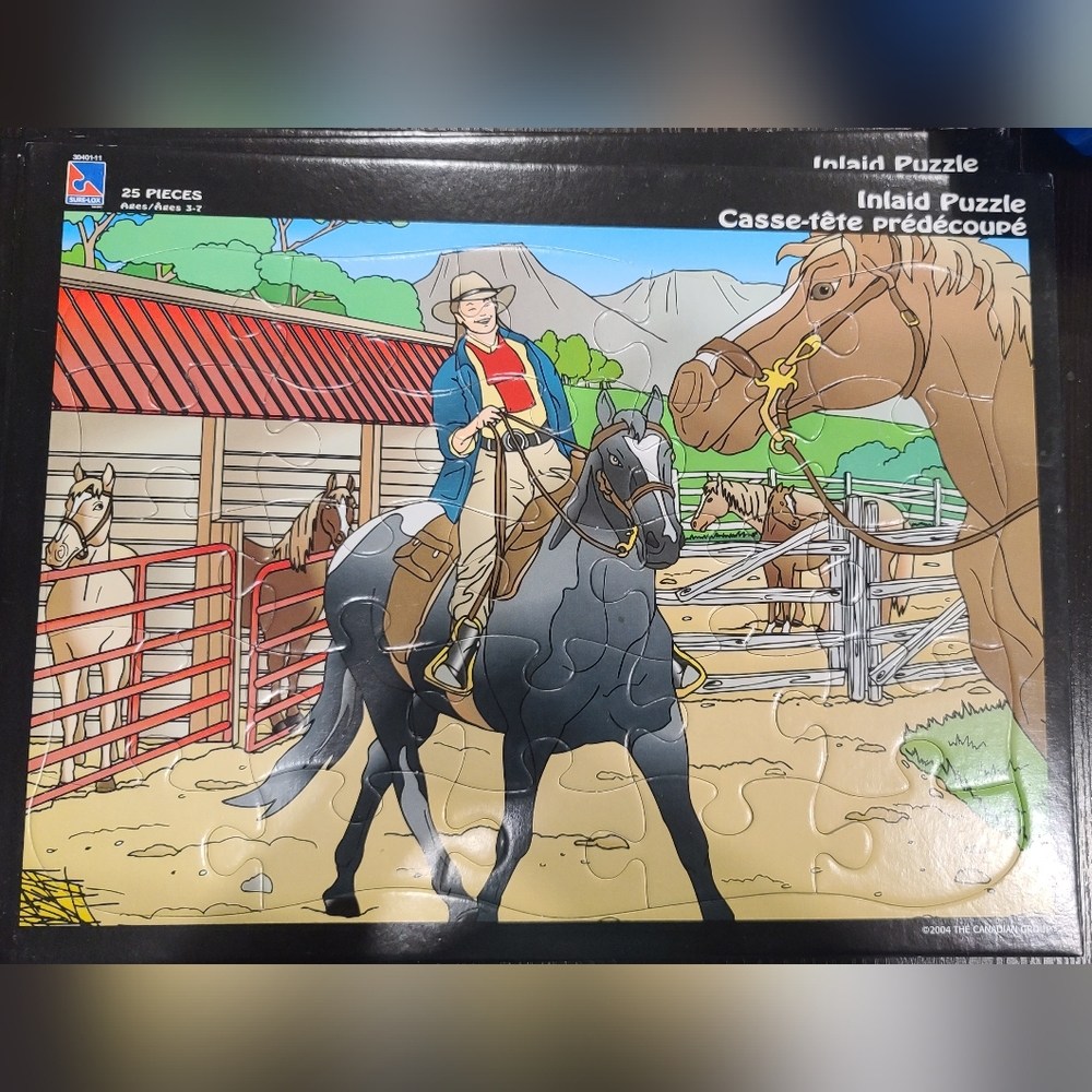 Inlaid puzzles 4 pack horse, pirate, dinosaurs, construction age 3 -7